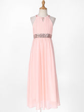 Kids Girls Shiny Sequin Chiffon Dress Sleeveless Cut-out Floor Length Party-TB00851-Veeddydropshipping